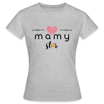 mamy star - T-shirt Femme - gris chiné - Devant - AI Model Female 172 dark (172cm)