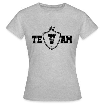 Badminton Team - Frauen T-Shirt - Grau meliert - Vorne - AI Model Female 172 dark (172cm)