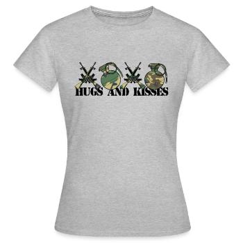 XOXO-Kanonen Tarnung - Frauen T-Shirt - Grau meliert - Vorne - AI Model Female 172 dark (172cm)