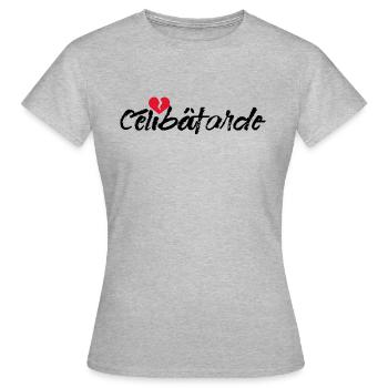 Célibâtarde. Célibataire humour femme - T-shirt Femme - gris chiné - Devant - AI Model Female 172 dark (172cm)