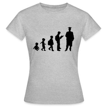 Évolution de la graduation - T-shirt Femme - gris chiné - Devant - AI Model Female 172 dark (172cm)