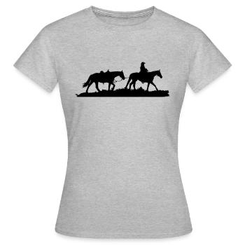 Motiv Westernreiter - Frauen T-Shirt - Grau meliert - Vorne - AI Model Female 172 dark (172cm)