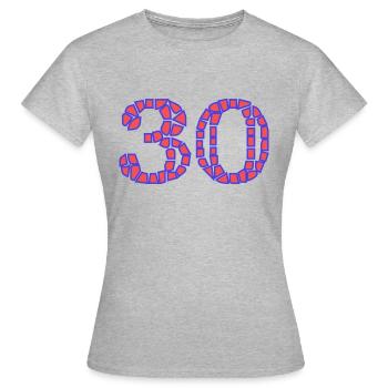 30. 30 YEARS. 30th ANNIVERSARY. 30 YEARS ANNIVERSARY. - Women's T-Shirt - heather grey - Front - AI Model Female 172 dark (172cm)