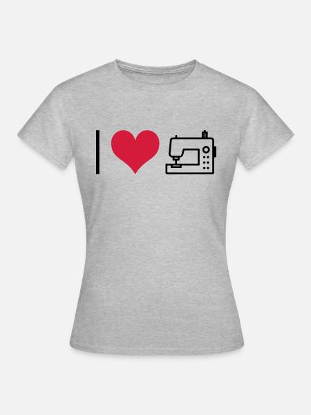 Nähmaschine - Frauen T-Shirt - Grau meliert
