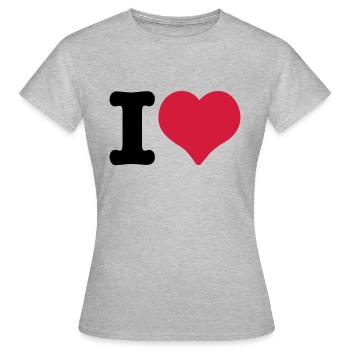 I Love - I Herz - Frauen T-Shirt - Grau meliert - Vorne - AI Model Female 172 dark (172cm)