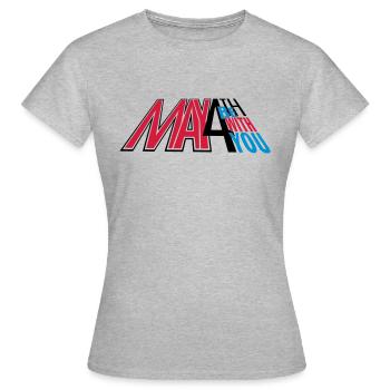 may4th_vec_3 de - Frauen T-Shirt - Grau meliert - Vorne - AI Model Female 172 dark (172cm)