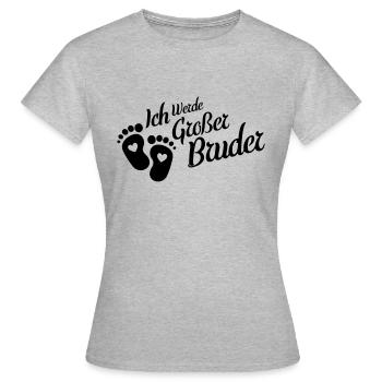 ich werde grosser bruder fussabdruck - Frauen T-Shirt - Grau meliert - Vorne - AI Model Female 172 dark (172cm)