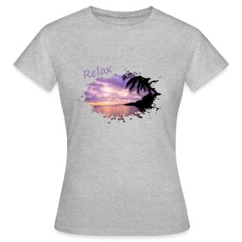 relax chill out Palmen palms sundown - Frauen T-Shirt - Grau meliert - Vorne - AI Model Female 172 dark (172cm)
