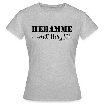 Hebamme mit Herz - Frauen T-Shirt - Grau meliert - Vorne - AI Model Female 172 dark (172cm)