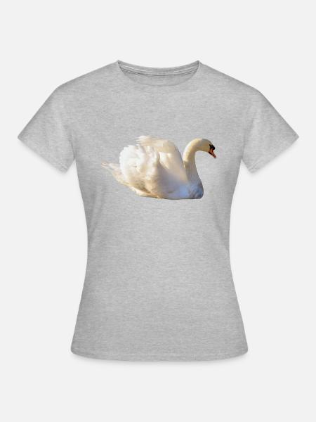 Schwan schwimmend, Natürlich, Goldene Stunde - Frauen T-Shirt - Grau meliert