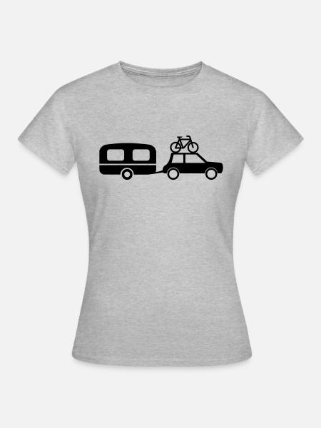 Auto Wohnwagen - Frauen T-Shirt - Grau meliert