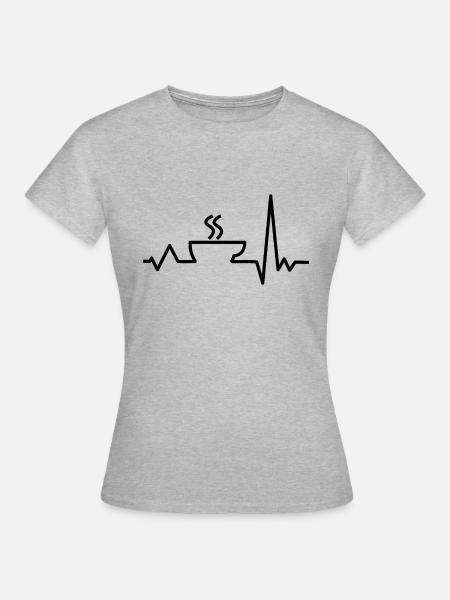 Natural - Kaffee Herzschlag - Café Battito - Frauen T-Shirt - Grau meliert