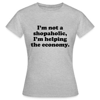 SHOP AHOLIC HELFEN WIRTSCHAFT - Frauen T-Shirt - Grau meliert - Vorne - AI Model Female 172 dark (172cm)