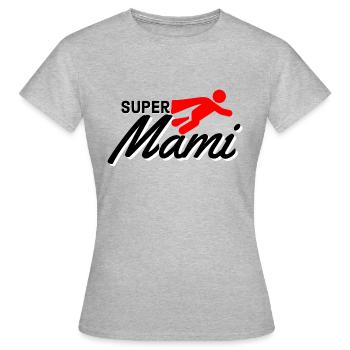 Super mommy text with figure flying red Mother's Day - Women's T-Shirt - heather grey - Front - AI Model Female 172 dark (172cm)