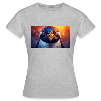 Animaux mignons - pingouin - T-shirt Femme - gris chiné - Devant - AI Model Female 172 dark (172cm)