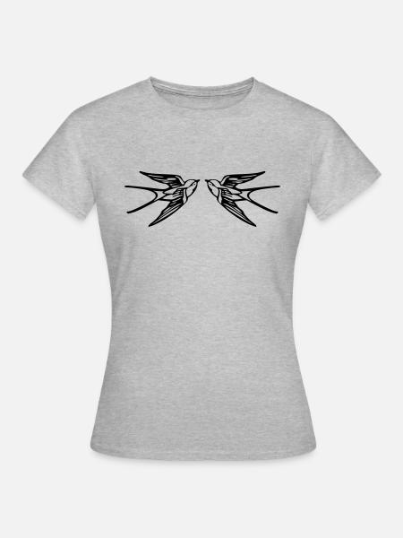 Schwalben - Frauen T-Shirt - Grau meliert
