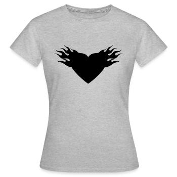 burning heart - T-shirt Femme - gris chiné - Devant - AI Model Female 172 dark (172cm)