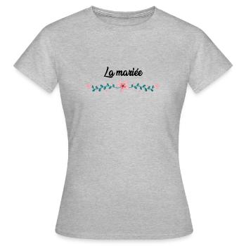 La mariée fleur - T-shirt Femme - gris chiné - Devant - AI Model Female 172 dark (172cm)