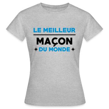 Maçon / Maçonnerie / Maconnerie / Macon - T-shirt Femme - gris chiné - Devant - AI Model Female 172 dark (172cm)