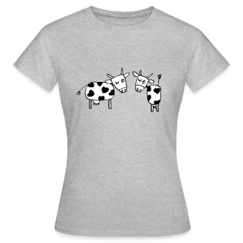 deux vaches - T-shirt Femme - gris chiné - Devant - AI Model Female 172 dark (172cm)