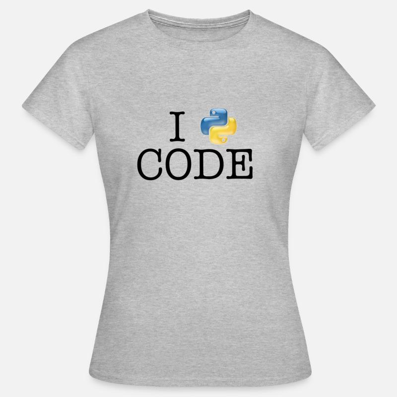 I love code - Python - T-shirt Femme - gris chiné