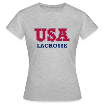 USA Lacrosse - National Colors - United States - Frauen T-Shirt - Grau meliert - Vorne - AI Model Female 172 dark (172cm)