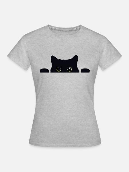 Kiwi the Cat yellow eyes - Frauen T-Shirt - Grau meliert