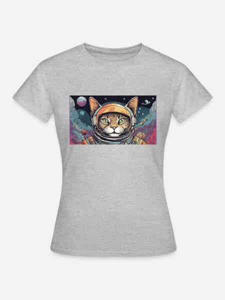 space cat - Frauen T-Shirt - Grau meliert