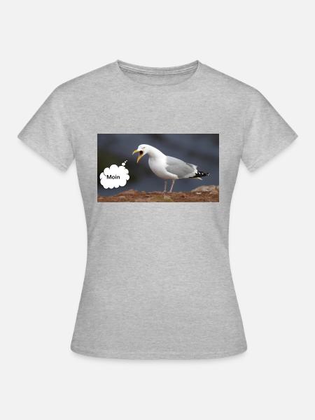 Moin Möwe - Frauen T-Shirt - Grau meliert
