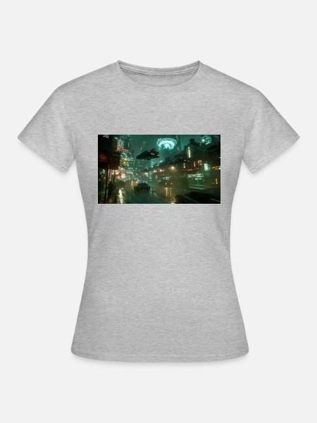 Cyberpunk Stadt - Frauen T-Shirt - Grau meliert