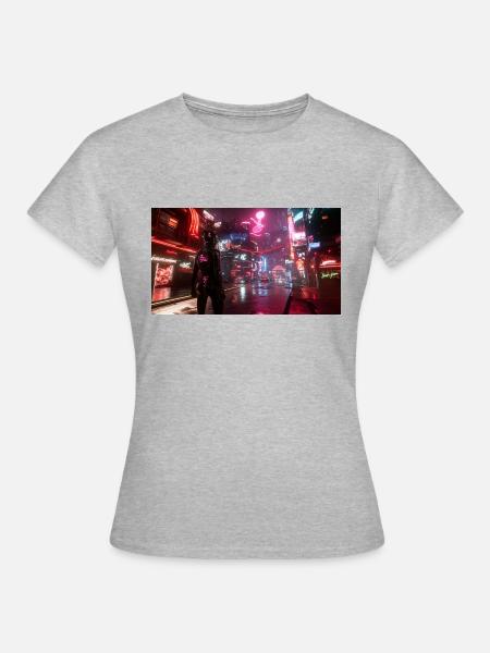 Cyberpunk Stadt3 - Frauen T-Shirt - Grau meliert