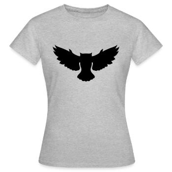 Fliegende Eule - Frauen T-Shirt - Grau meliert - Vorne - AI Model Female 172 dark (172cm)