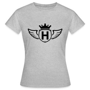 h,Buchstabe, Anfangsbuchstabe, - Frauen T-Shirt - Grau meliert - Vorne - AI Model Female 172 dark (172cm)