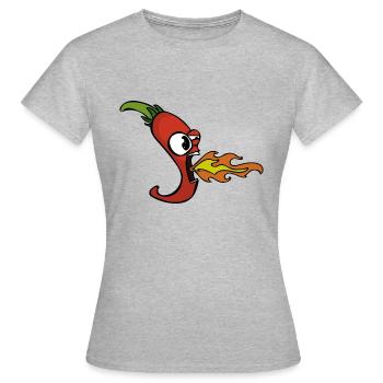 Scharfes Chili - Frauen T-Shirt - Grau meliert - Vorne - AI Model Female 172 dark (172cm)