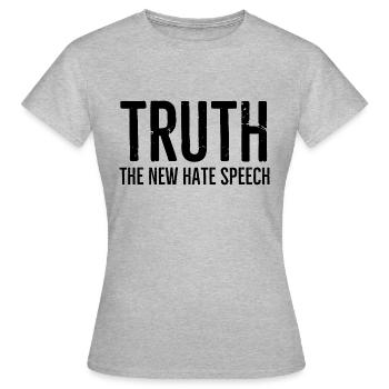 Vérité Le nouveau discours de haine - T-shirt Femme - gris chiné - Devant - AI Model Female 172 dark (172cm)