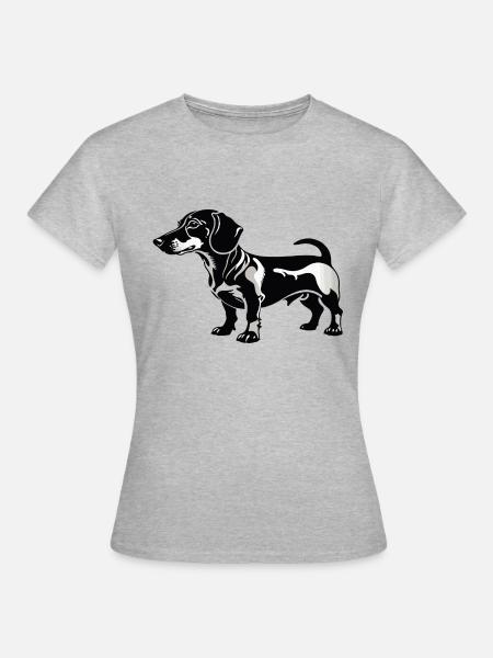 Dachshund Dackel - Pet Dog Sticker - Frauen T-Shirt - Grau meliert