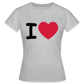 J'aime, j'aime, coeur - T-shirt Femme - gris chiné - Devant - AI Model Female 172 dark (172cm)
