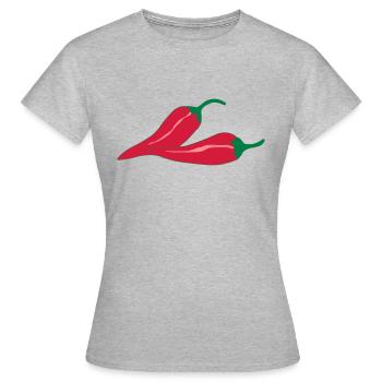 pepper chilli - Frauen T-Shirt - Grau meliert - Vorne - AI Model Female 172 dark (172cm)