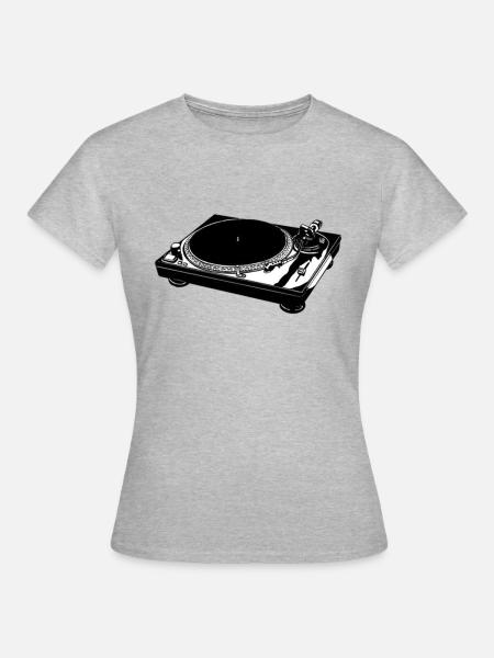 Plattenspieler - Frauen T-Shirt - Grau meliert