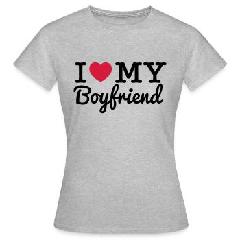 I Love My Boyfriend - T-shirt Femme - gris chiné - Devant - AI Model Female 172 dark (172cm)