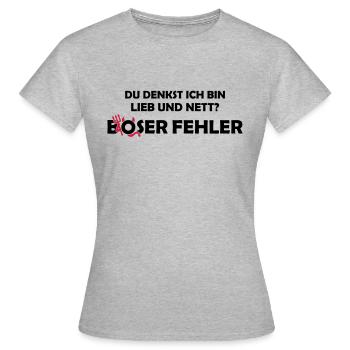 Lieb und Nett böser Fehler - Farbwechsel 2C - Frauen T-Shirt - Grau meliert - Vorne - AI Model Female 172 dark (172cm)