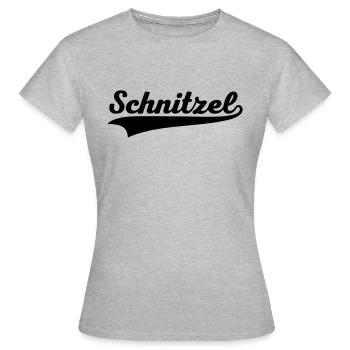 Schnitzel Swoosh - Frauen T-Shirt - Grau meliert - Vorne - AI Model Female 172 dark (172cm)