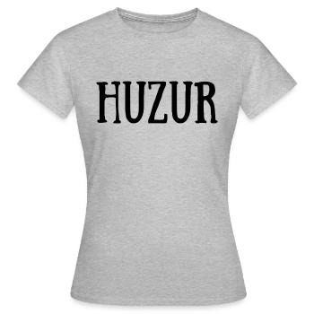 Huzur Schriftzug/ Türkisch Gelassenheit - Frauen T-Shirt - Grau meliert - Vorne - AI Model Female 172 dark (172cm)