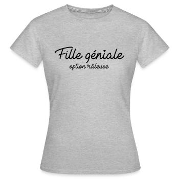 Fille géniale option râleuse - T-shirt Femme - gris chiné - Devant - AI Model Female 172 dark (172cm)