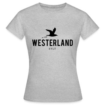 Möwe Westerland Sylt - Frauen T-Shirt - Grau meliert - Vorne - AI Model Female 172 dark (172cm)