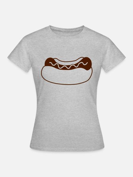 Fast Food Wuerstchen - Frauen T-Shirt - Grau meliert