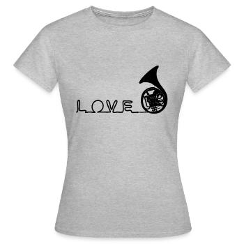 Horn Amour * Love Horn * Waldhorn * I love music - T-shirt Femme - gris chiné - Devant - AI Model Female 172 dark (172cm)