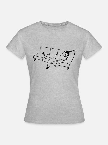 Couch Schlafender Mann - Frauen T-Shirt - Grau meliert