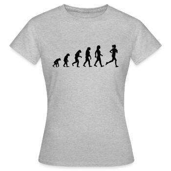 Evolution Frau Rennen Joggen Laufen - Frauen T-Shirt - Grau meliert - Vorne - AI Model Female 172 dark (172cm)