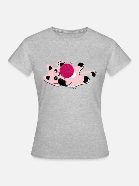 KATZEN SPIELEN - Frauen T-Shirt - Grau meliert